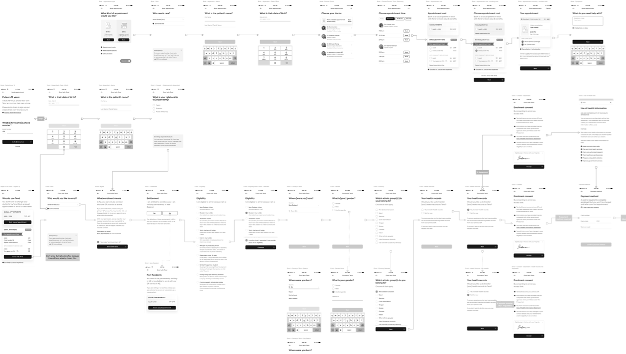 Tend app enrolment UX design