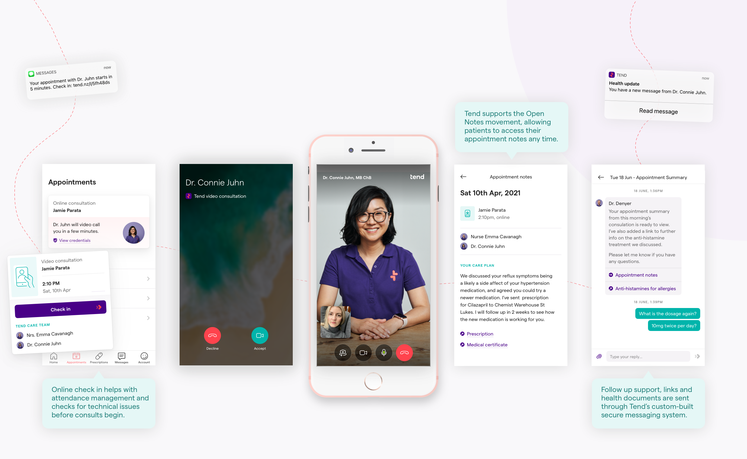 Tend app online consultations UX design