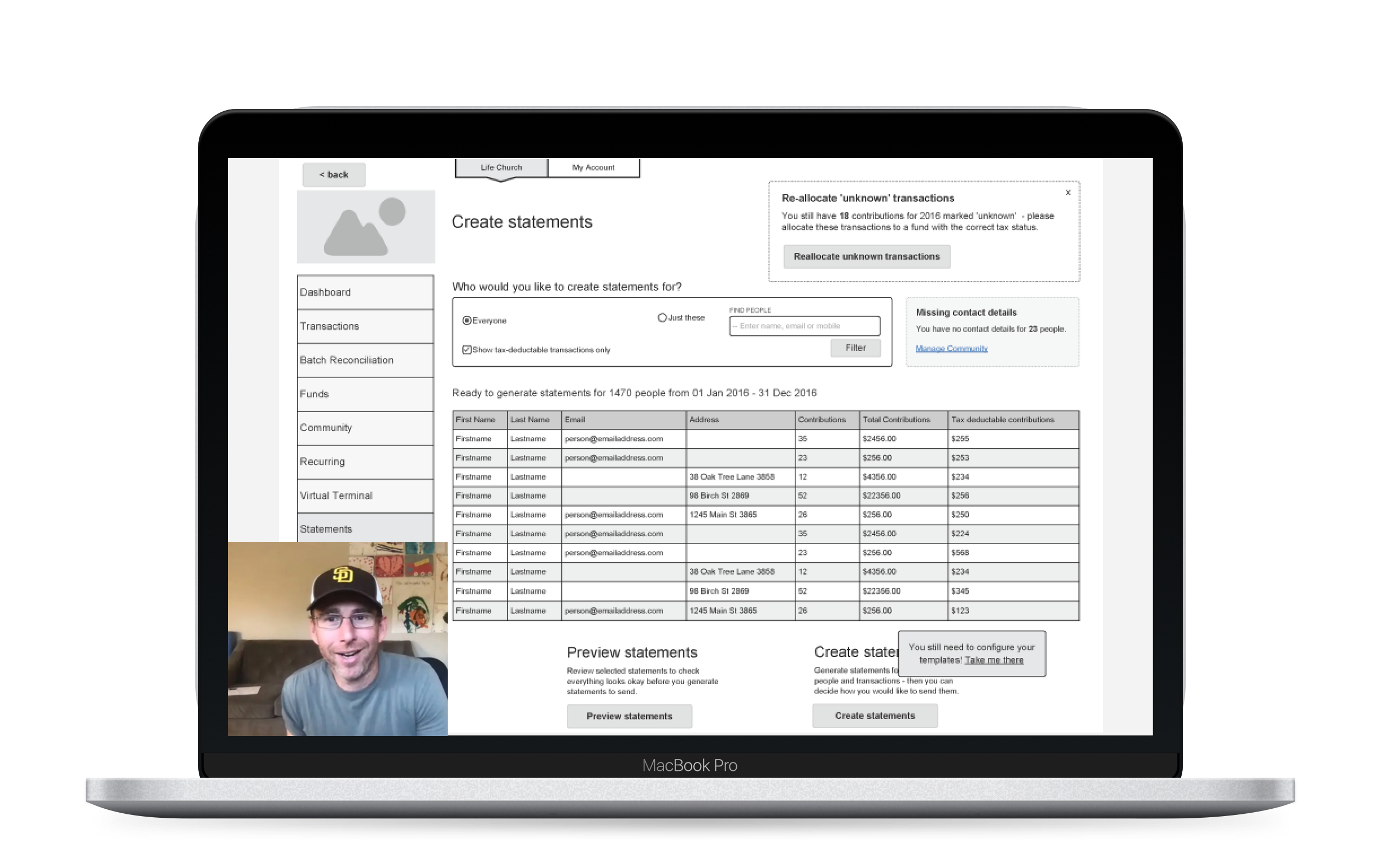 Pushpay UX prototype
